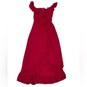 Hello Molly High Low Red Ruffle Maxi Dress